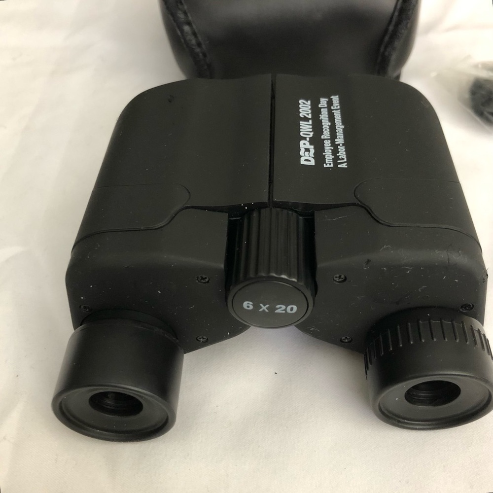 Black Mini Binoculars with Neck Strap and Case 6 x 20.